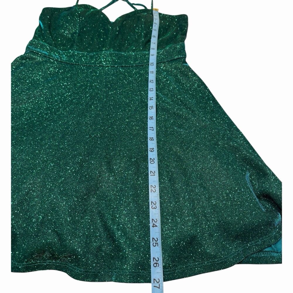 Green Iridescent Glitter Dress Womens Size 11 Fit Flare Party Homecoming Prom - Picture 7 of 15
